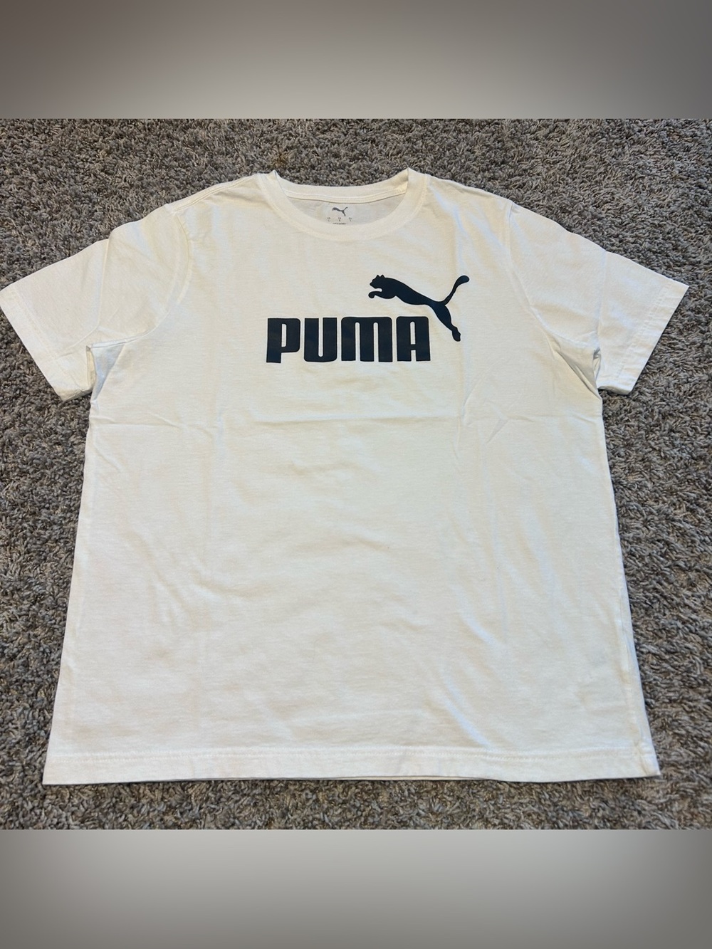 PUMA ESSENTIALS BIG LOGO T SHIRT MENS LARGE WHITE SHORT SLEEVE ATHLETIC TEE